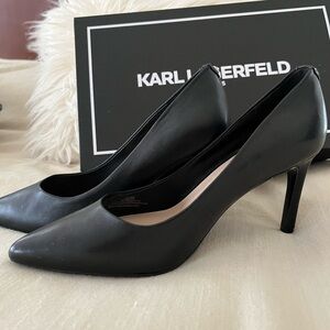 Karl Lagerfeld black leather pumps